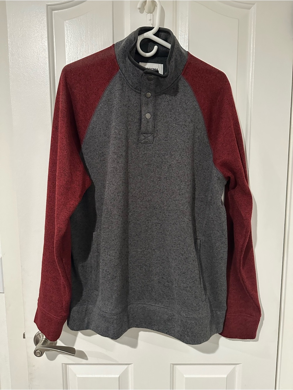 Sonoma Gray Body with Burgundy Raglan Sleeve Pullover
